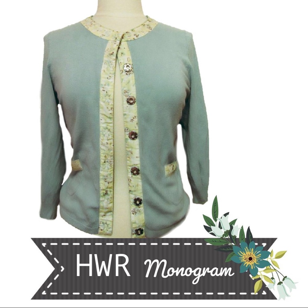 HWR Monogram Rare Fabric-Trimmed Snap Cardigan